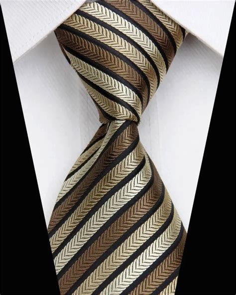 Suit Tie for Men 100% Silk Necktie Business Accessories Brown Yellow ...