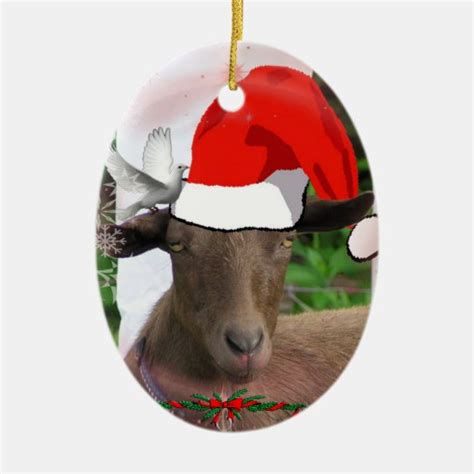 CHRISTMAS GOAT SANTA HAT ORNAMENT | Zazzle.com