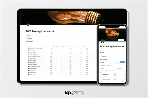 RICE Scoring Framework Notion Template – TopSystems.io