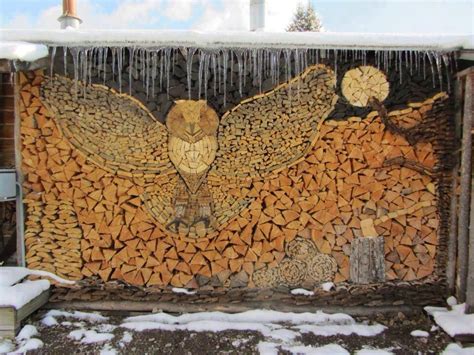 Owl wood stack art - Stacking Firewood, Stacking Wood, Into The Woods, Land Art, Types D'art ...