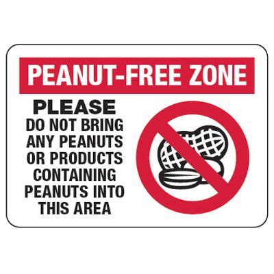 Peanut Free Zone - Food Allergy Signs | Emedco