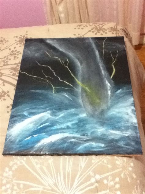 Tornado and lightning hitting the ocean painting | Painting, Ocean ...