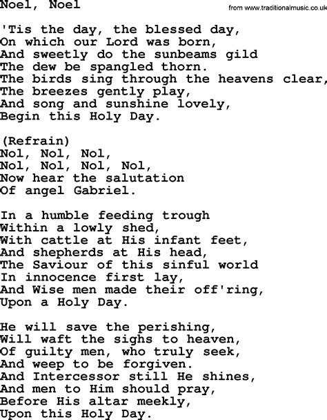 Catholic Hymns, Song: Noel, Noel - lyrics and PDF