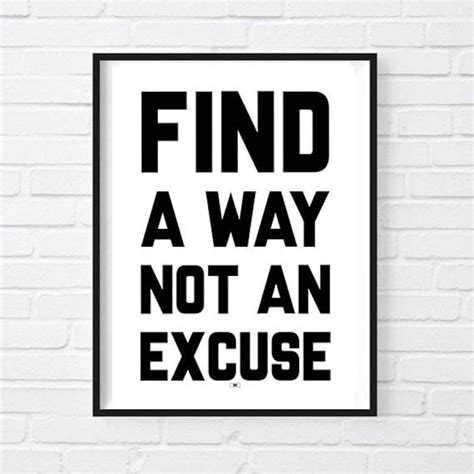 No Excuses Motivational Quote Print Motivation Poster | Etsy