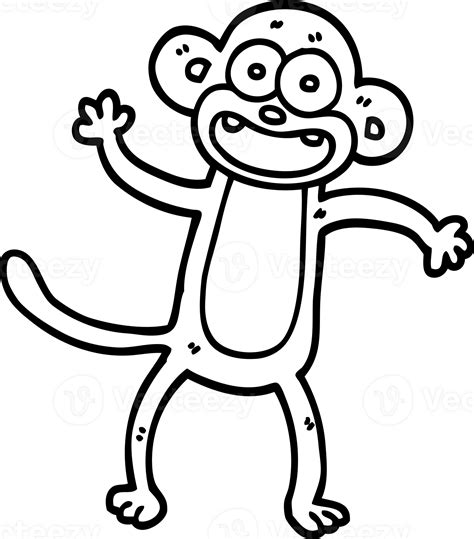 line drawing cartoon waving monkey icon 40840275 PNG