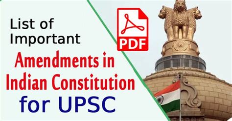 List of Important Amendments in Indian Constitution for UPSC PDF