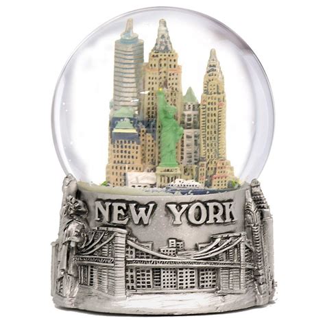 New York City Silver Lined Snow Globe 65mm NYC Souvenir Color Skyline ...