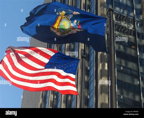 US flag and New York State flag Stock Photo - Alamy