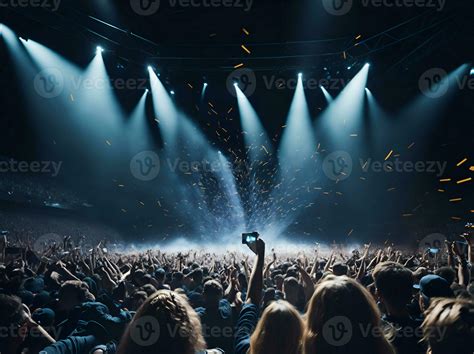 Crowd at a concert with hands up. Scene stage lights, rock festival. 27845634 Stock Photo at ...