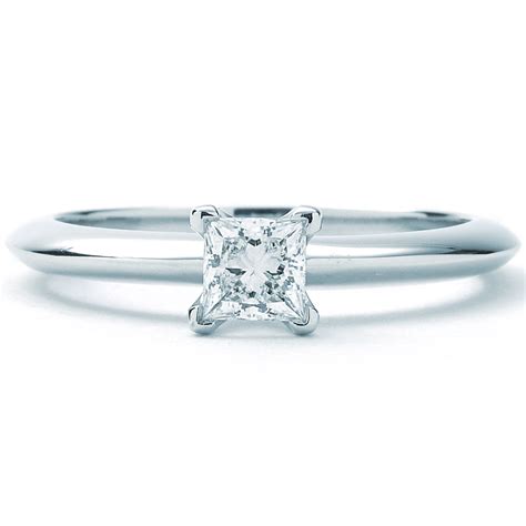 Tiffany & Co. Platinum Solitaire Princess Cut Ring(.36ct Center) | New ...