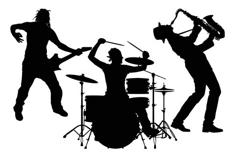 Music silhouette, rock band silhouette, musician silhouette, jazz band ...