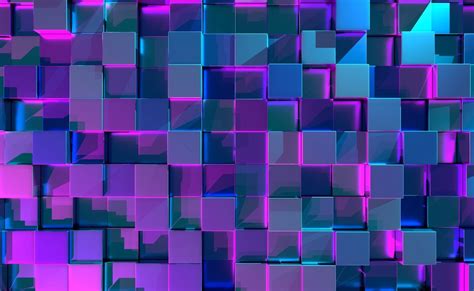 Download Geometry Purple Blue Pattern Abstract Cube HD Wallpaper