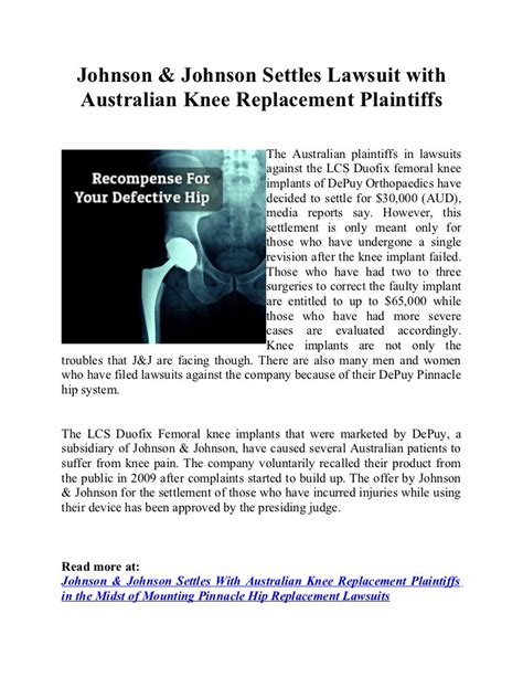 Johnson & johnson settles lawsuit with australian knee replacement pl…