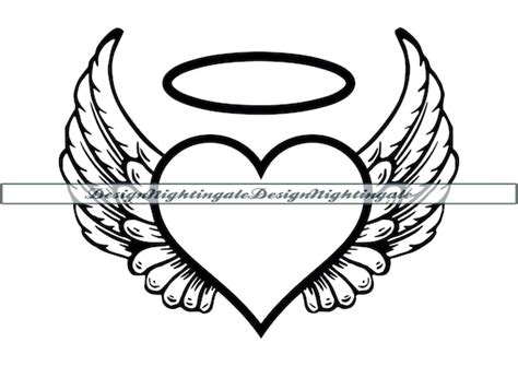 Angel Wings Halo Heart Memory Tattoo SVG PNG Dxf Eps - Etsy