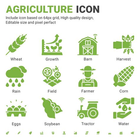 Agriculture icon set design flat style isolated on white background. Vector icon growth, farmer ...