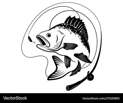 Fishing logo black and white Royalty Free Vector Image