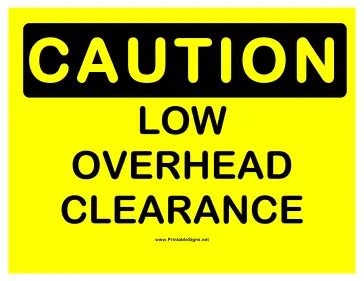 Printable Caution Low Clearance Sign