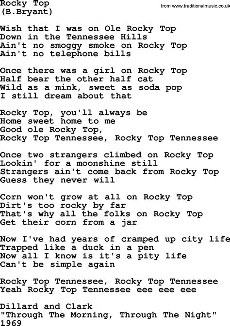 Rocky Top, by The Byrds - lyrics with pdf