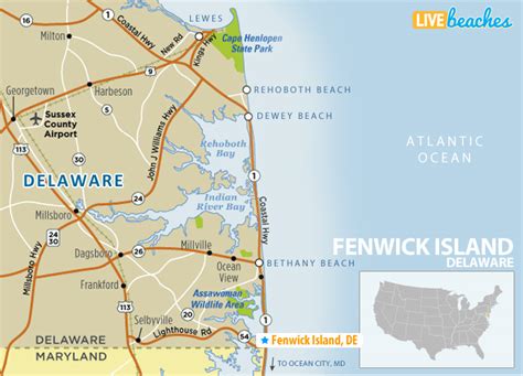 Map of Fenwick Island, Delaware - Live Beaches