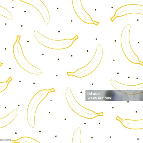 Seamless Pattern Of Yellow Outline Bananas Stock Illustration - Download Image Now - Art ...