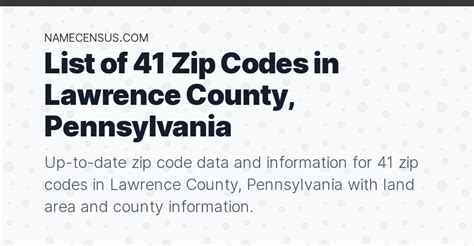 Lawrence County Zip Codes | List of 41 Zip Codes in Lawrence County ...