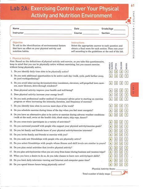 BYU's School Health Education: Physical Activity/Nutrition Questionnaire