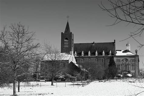 Snowy Affligem Abbey, Flanders, Belgium, Mono Photograph by Imladris ...