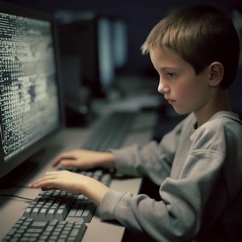 Un niño está escribiendo en el teclado de una computadora. | Foto Premium