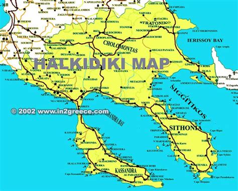 Halkidiki, map of Halkidiki Greece