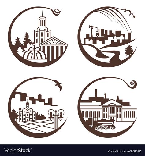 Set of graphic city Royalty Free Vector Image - VectorStock