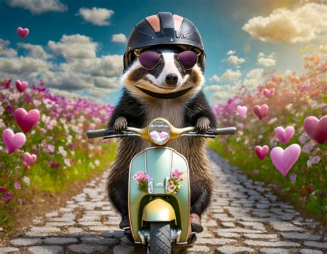 Animal, Badger, Scooter, Hearts Free Stock Photo - Public Domain Pictures