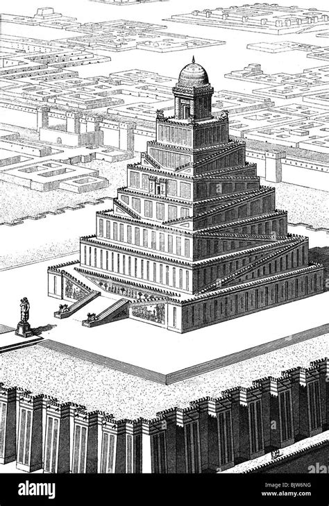 ancient world, Babylon, architecture, Babylonian temple (Ziggurat), reconstrucation after ...