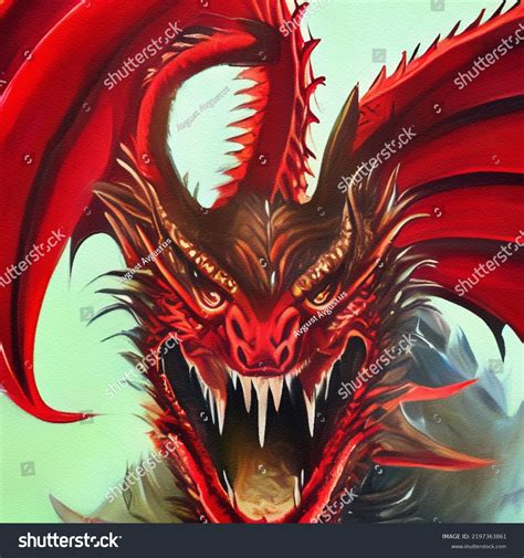 Fantasy Evil Dragon Portrait Surreal Artwork Stock Illustration ...