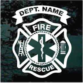 Custom Fire Rescue Maltese Cross Fire Department Decals | Decal Junky