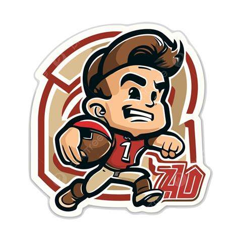 Cartoon Logo Design Of A Boy Running A Football Vector Clipart, 49ers Logo, 49ers Logo Clipart ...