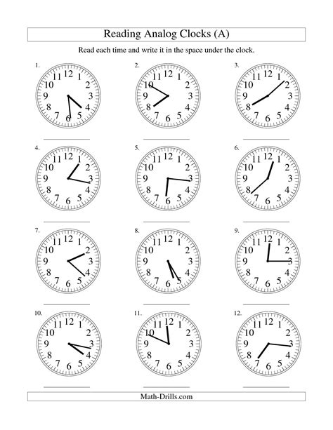 Analog Clock Worksheets Printable