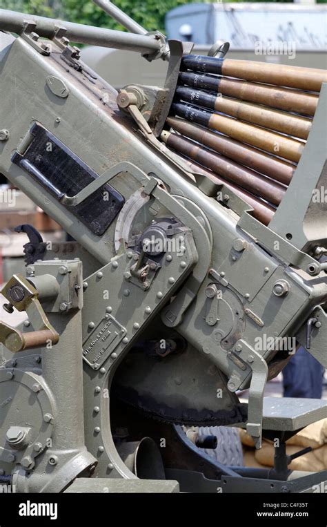 World War Two anti-aircraft gun or ack-ack gun on display at a WW2 Stock Photo, Royalty Free ...