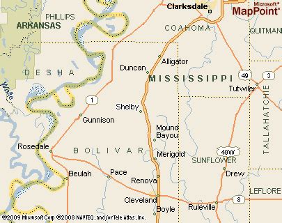 Shelby, Mississippi Area Map & More