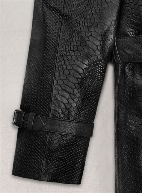 Black Python Leather Long Coat #204 : LeatherCult: Genuine Custom Leather Products, Jackets for ...