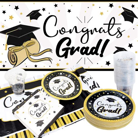 KALEFO Graduation Decorations 2022 Banner Decor Black And Gold Hanging Swirl Grad Party Supplies ...