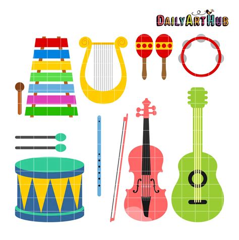 Music Clip Art Instruments Clipart Music Notes Clipart Digital Clip Art Downloadable Art Drum ...