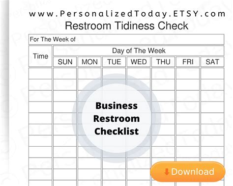 Printable Weekly Restroom Cleaning Log Business Bathroom | Etsy Australia