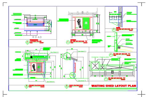 WAITING SHED ARCHITECTURAL - CAD Files, DWG files, Plans and Details