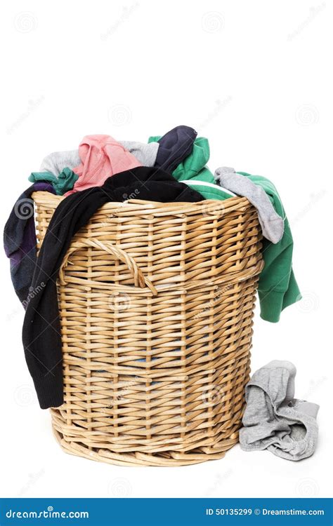 Dirty Clothes Laundry In Wicker Basket Stock Image - Image of cleaning, sweat: 50135299