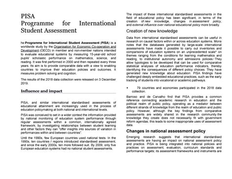 PISA - PISA - PISA Programme for International Student Assessment he Programme for International ...