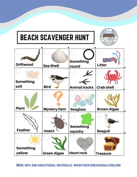 Printable Beach Scavenger Hunt - Pacific Beach Coalition