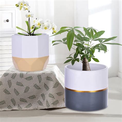 2PC White Ceramic Flower Pot Garden Planters Indoor Plant Containers - Walmart.com - Walmart.com