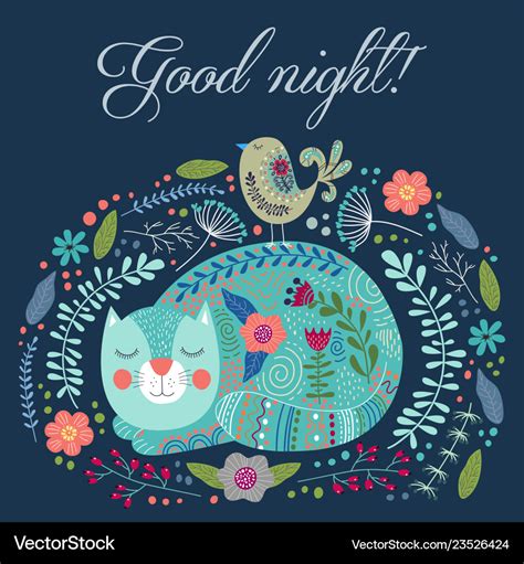 Good night art colorful Royalty Free Vector Image