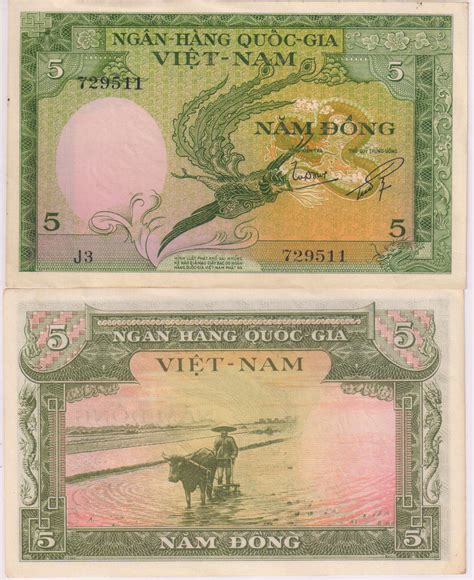 Vietnam south - 5 dong 1955 vf currency note - KB Coins & Currencies