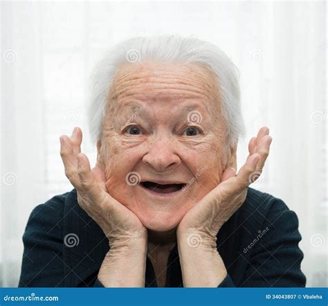 Happy old woman stock image. Image of expression, amaze - 34043807